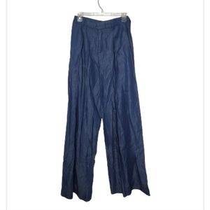 Wide Leg High-waist Lyocell Cotton Pockets Pants Size 6